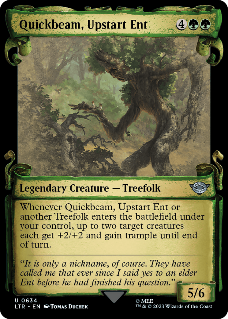 Quickbeam, Upstart Ent (Showcase Scrolls) (LTR-634) [The Lord of the Rings: Tales of Middle-earth] (Showcase) MTG Single Wizards of the Coast