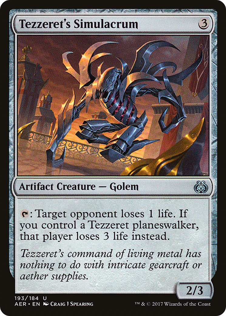 Tezzeret's Simulacrum (AER-193) [Aether Revolt] Foil MTG Single Wizards of the Coast