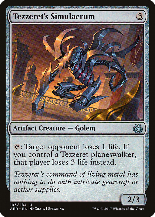 Tezzeret's Simulacrum (AER-193) [Aether Revolt] MTG Single Wizards of the Coast