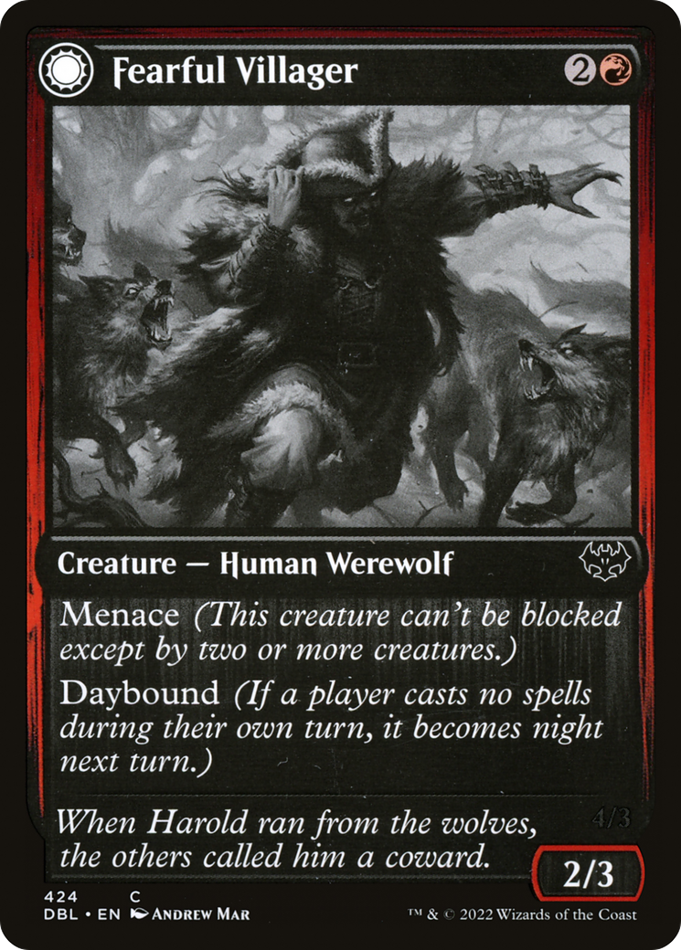 Fearful Villager (DBL-424) [Innistrad: Double Feature] Foil MTG Single Wizards of the Coast