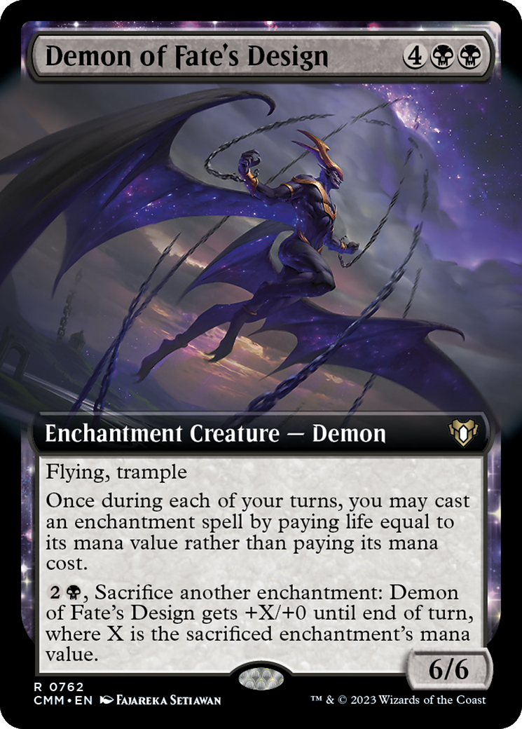 Demon of Fate's Design (CMM-762) [Commander Masters] (Extended Art) MTG Single Wizards of the Coast