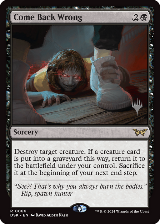 Come Back Wrong (0086) (PPDSK-086) [Duskmourn: House of Horror Promos] MTG Single Wizards of the Coast