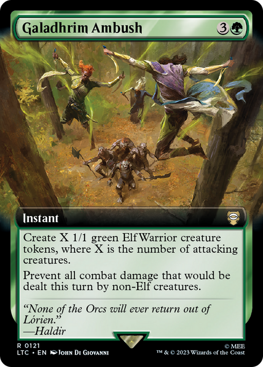 Galadhrim Ambush (LTC-121) [Tales of Middle-earth Commander] (Extended Art) Foil MTG Single Wizards of the Coast