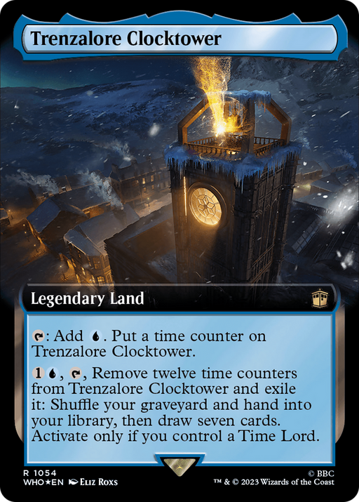 Trenzalore Clocktower (Surge Foil) (WHO-1054) [Doctor Who] (Extended Art) Foil MTG Single Wizards of the Coast