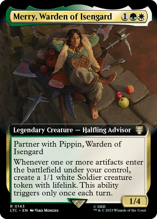 Merry, Warden of Isengard (LTC-143) [Tales of Middle-earth Commander] (Extended Art) Foil MTG Single Wizards of the Coast