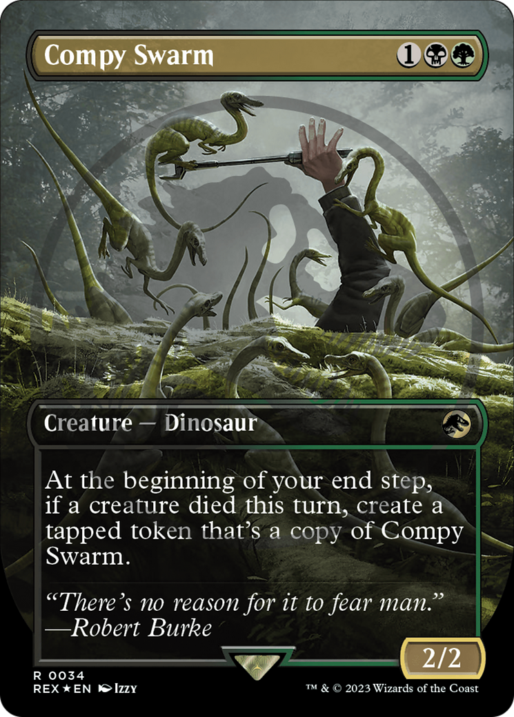Compy Swarm (Emblem) (REX-034) [Jurassic World Collection] (Borderless) Foil MTG Single Wizards of the Coast