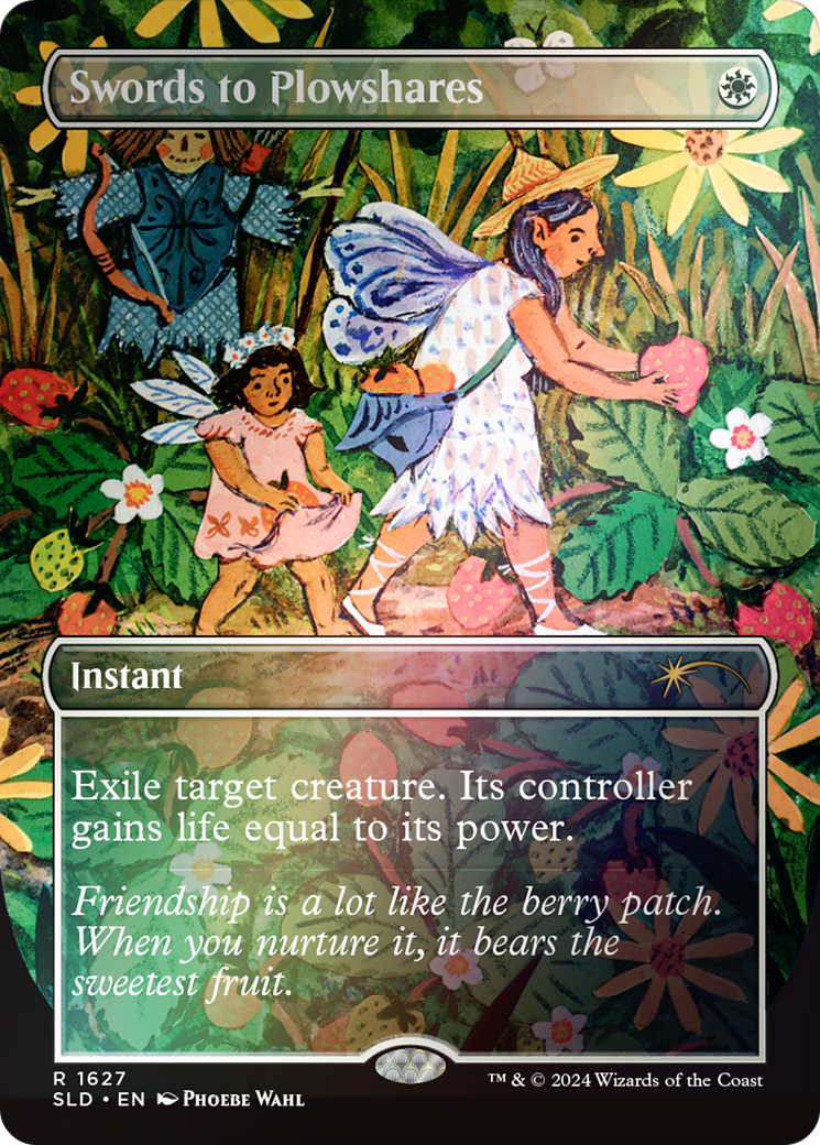 Swords to Plowshares (SLD-1627★) [Secret Lair] Drop (Borderless) Foil MTG Single Wizards of the Coast
