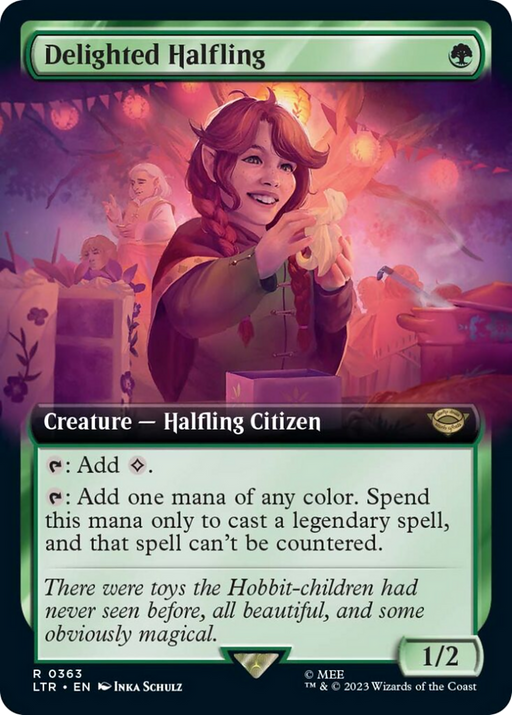 Delighted Halfling (LTR-363) [The Lord of the Rings: Tales of Middle-earth] (Extended Art) MTG Single Wizards of the Coast