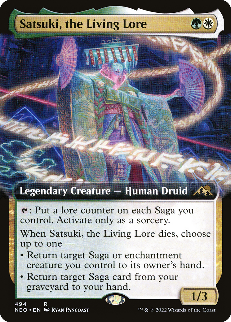 Satsuki, the Living Lore (NEO-494) [Kamigawa: Neon Dynasty] (Extended Art) MTG Single Wizards of the Coast