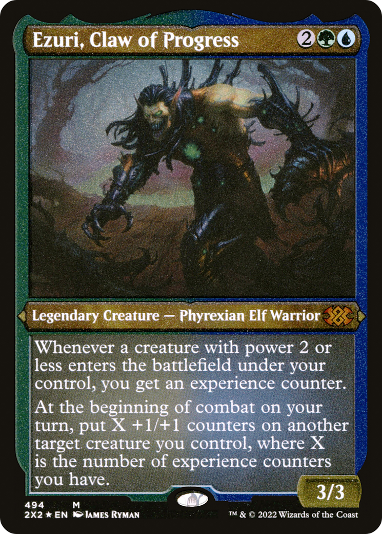 Ezuri, Claw of Progress (Foil Etched) (2X2-494) [Double Masters 2022] Foil MTG Single Wizards of the Coast