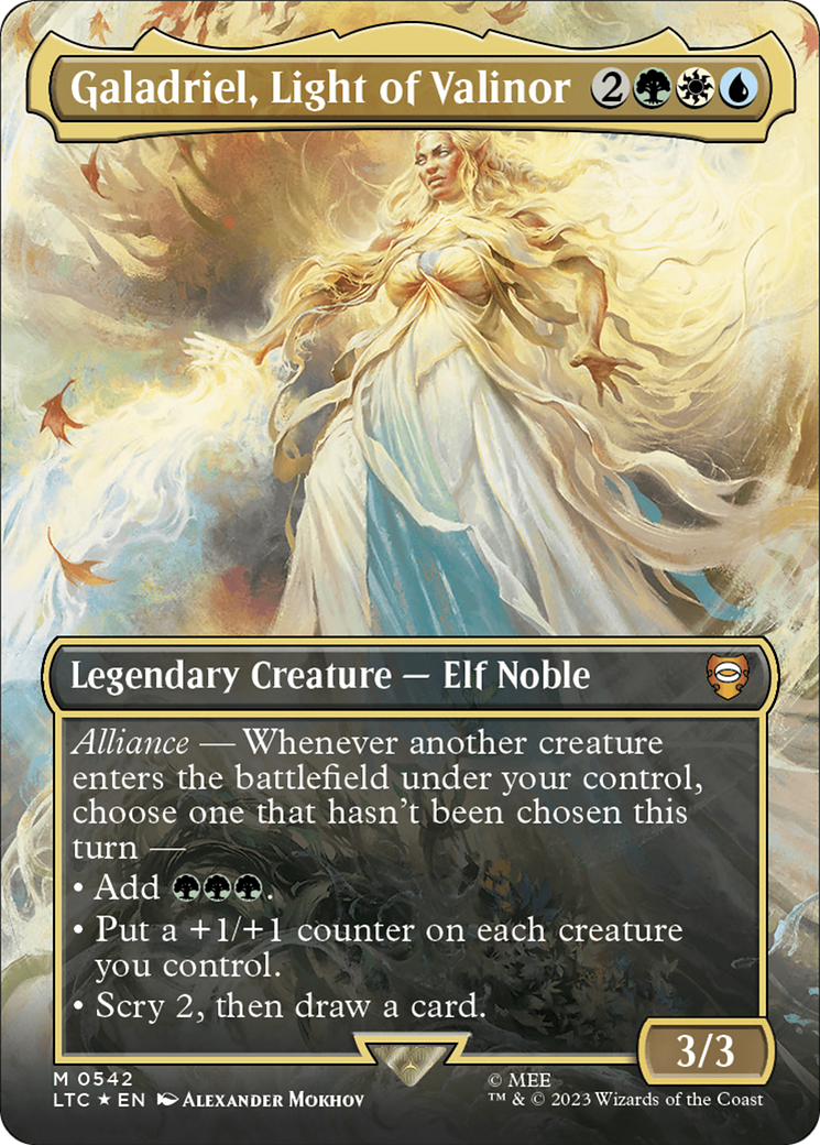 Galadriel, Light of Valinor (LTC-542) [Tales of Middle-earth Commander] (Borderless) Foil MTG Single Wizards of the Coast