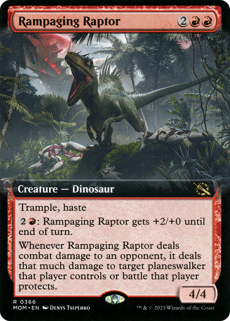 Rampaging Raptor (MOM-366) [March of the Machine] (Extended Art) Foil MTG Single Wizards of the Coast