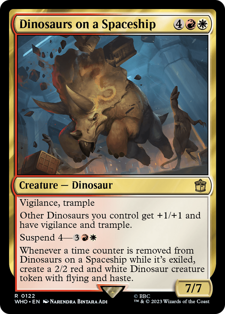 Dinosaurs on a Spaceship (WHO-122) [Doctor Who] Foil MTG Single Wizards of the Coast