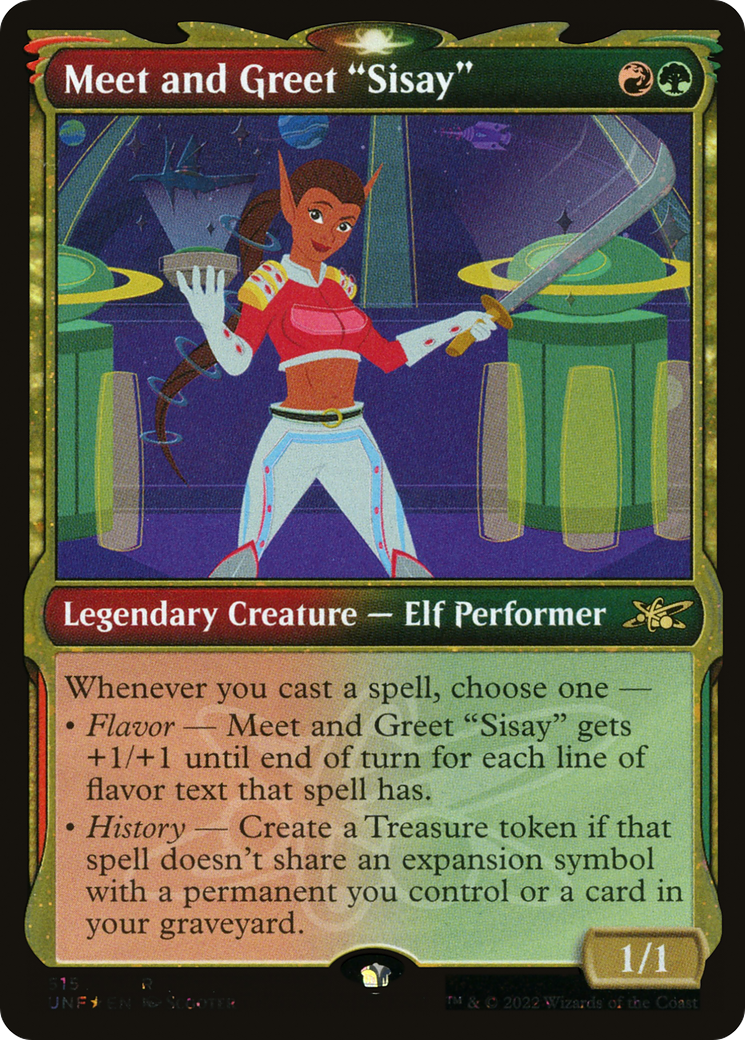 Meet and Greet "Sisay" (Galaxy Foil) (UNF-515) [Unfinity] (Showcase) Foil MTG Single Wizards of the Coast