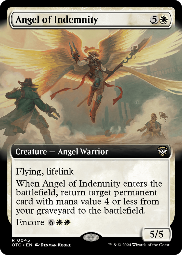 Angel of Indemnity (OTC-045) [Outlaws of Thunder Junction Commander] (Extended Art) MTG Single Wizards of the Coast