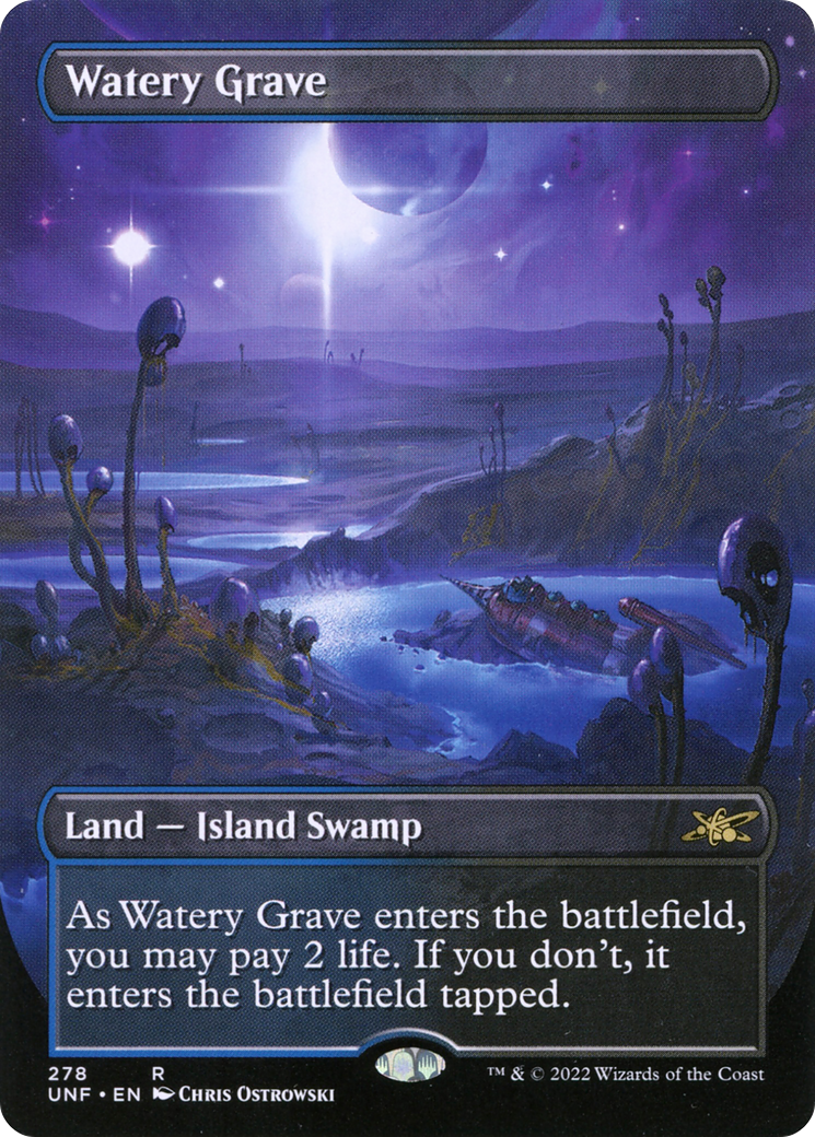 Watery Grave (UNF-278) [Unfinity] (Borderless) MTG Single Wizards of the Coast