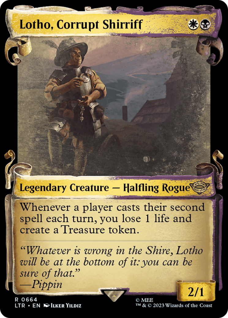 Lotho, Corrupt Shirriff (Showcase Scrolls) (LTR-664) [The Lord of the Rings: Tales of Middle-earth] (Showcase) Foil MTG Single Wizards of the Coast