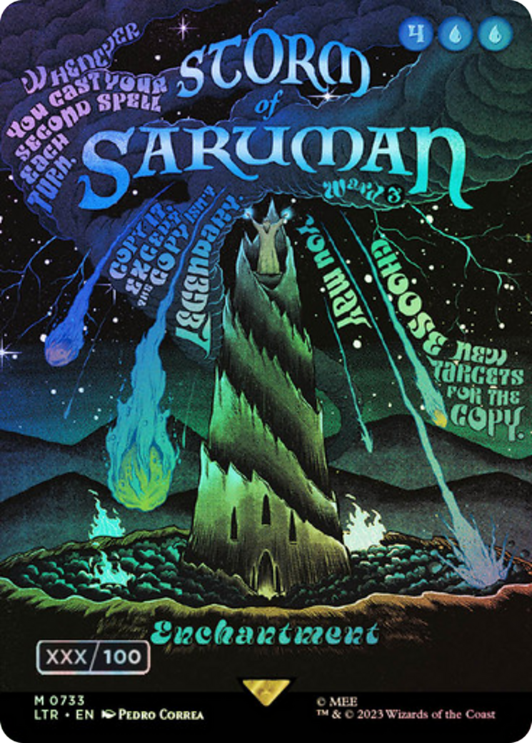 Storm of Saruman (Borderless Poster) (Serial Numbered) (LTR-733) [The Lord of the Rings: Tales of Middle-earth] (Borderless) Foil MTG Single Wizards of the Coast