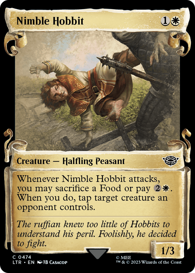 Nimble Hobbit (Showcase Scrolls) (LTR-474) [The Lord of the Rings: Tales of Middle-earth] (Showcase) Foil MTG Single Wizards of the Coast