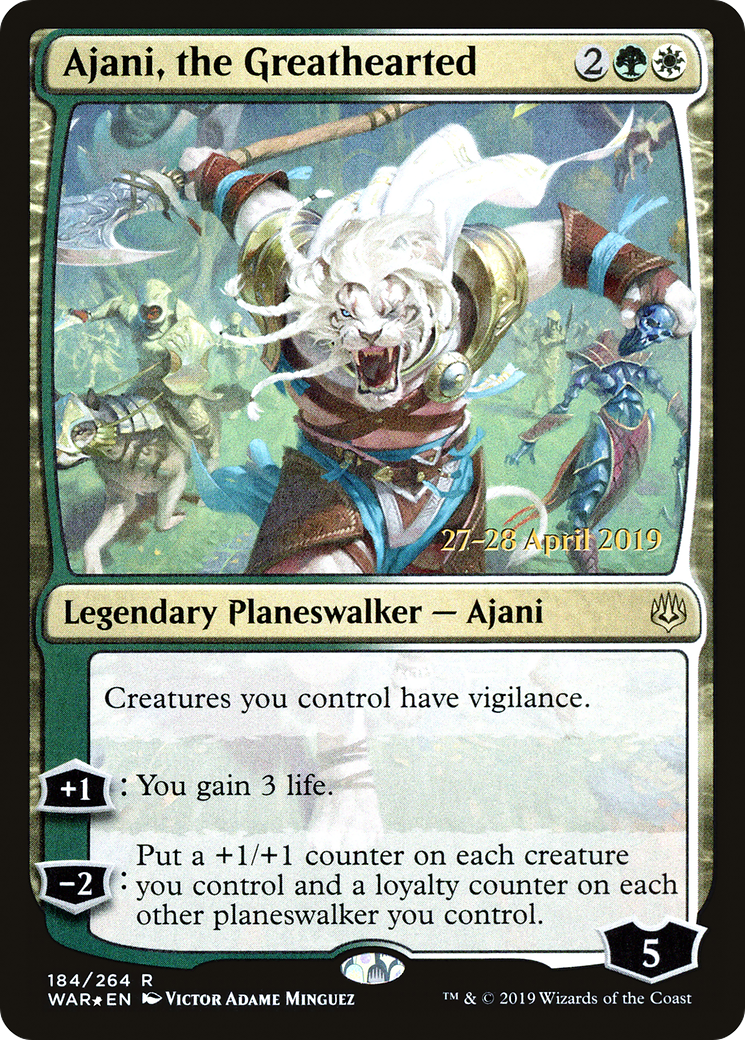 Ajani, the Greathearted (PRE-184) [War of the Spark Promos] Foil MTG Single Wizards of the Coast