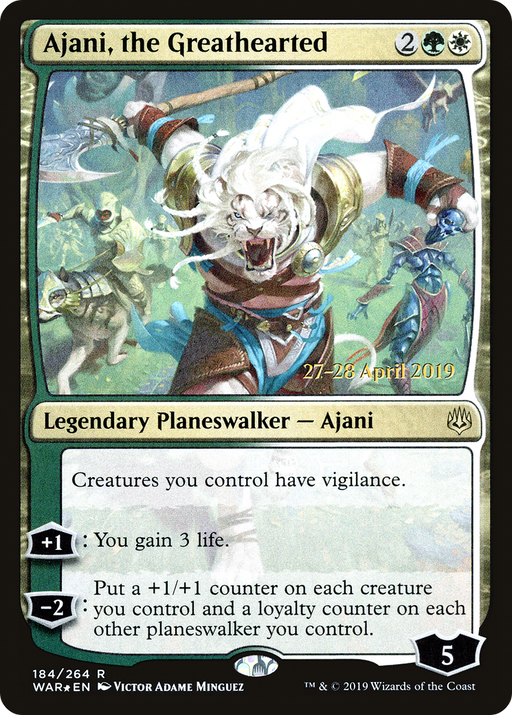 Ajani, the Greathearted (PRE-184) [War of the Spark Promos] Foil MTG Single Wizards of the Coast