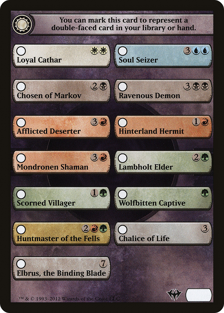 Checklist Card - Dark Ascension (DKA-) [Tokens] Dark Ascension Tokens MTG Single Wizards of the Coast