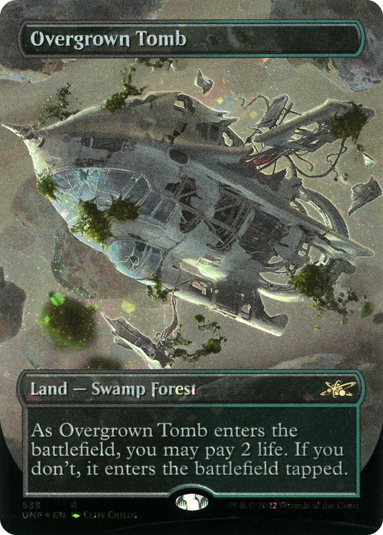 Overgrown Tomb (Galaxy Foil) (UNF-535) [Unfinity] (Borderless) Foil MTG Single Wizards of the Coast