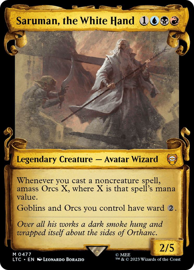 Saruman, the White Hand (Showcase Scrolls) (LTC-477) [Tales of Middle-earth Commander] (Showcase) Foil MTG Single Wizards of the Coast