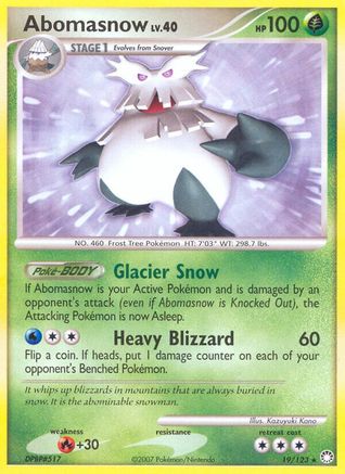 Abomasnow (19/123) - [DP: Mysterious Treasures] Reverse Holofoil Pokemon Single Pokémon