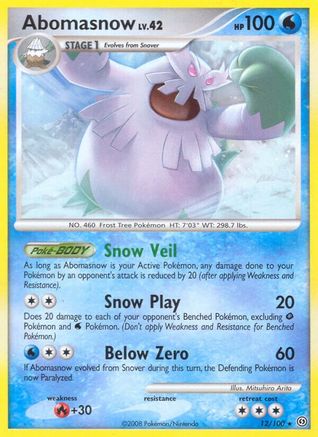 Abomasnow (12/100) - [DP: Stormfront] Reverse Holofoil Pokemon Single Pokémon