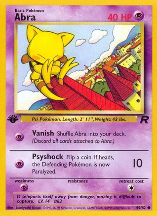 Abra (49/82) - [Vintage: Team Rocket] 1st Edition Pokemon Single Pokémon