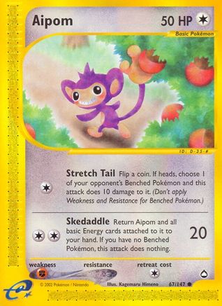 Aipom (67/147) - [Vintage: Aquapolis] Reverse Holofoil Pokemon Single Pokémon