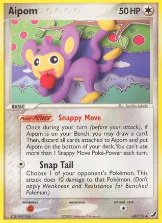 Aipom (34/115) - [EX: Unseen Forces] Pokemon Single Pokémon