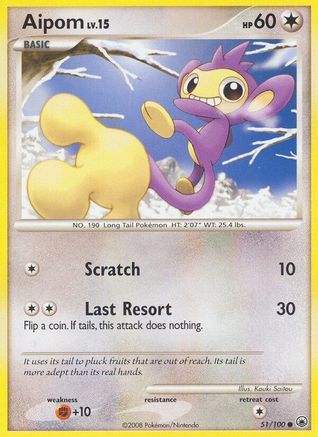 Aipom (51) (/100) Reverse Holofoil [DP: Majestic Dawn] Pokemon Single Pokémon