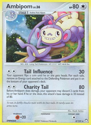 Ambipom (/123) Reverse Holofoil [DP: Mysterious Treasures] Pokemon Single Pokémon