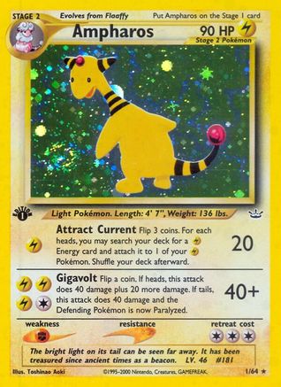 Ampharos (/64) 1st Edition Holofoil [Vintage: Neo Revelation] Pokemon Single Pokémon