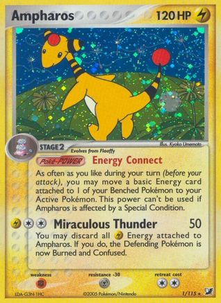 Ampharos (1/115) - [EX: Unseen Forces] Reverse Holofoil Pokemon Single Pokémon