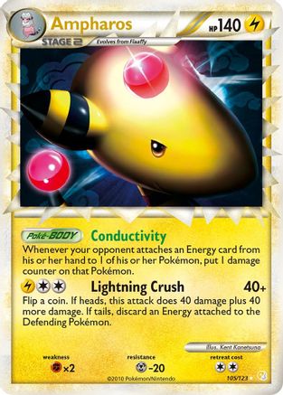 Ampharos (Prime) (105/123) Holofoil [HGSS: Base Set] Pokemon Single Pokémon