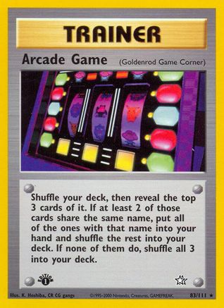 Arcade Game (Goldenrod Game Corner) (83/111) 1st Edition [Vintage: Neo Genesis] Pokemon Single Pokémon