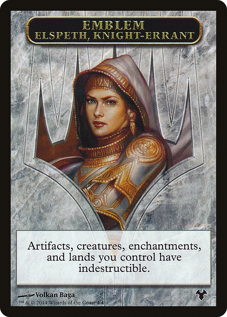 Emblem - Elspeth, Knight-Errant // Soldier Double-Sided Token (MD1-4 // 1) [Tokens] Modern Event Deck 2014 Tokens MTG Single Wizards of the Coast