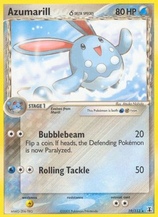 Azumarill (Delta Species) (19/113) Reverse Holofoil [EX: Delta Species] Pokemon Single Pokémon