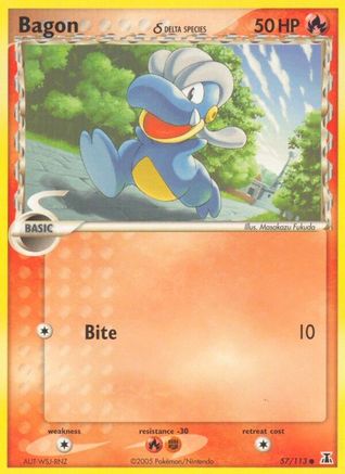 Bagon - 057/113 (Delta Species) (57/113) Reverse Holofoil [EX: Delta Species] Pokemon Single Pokémon