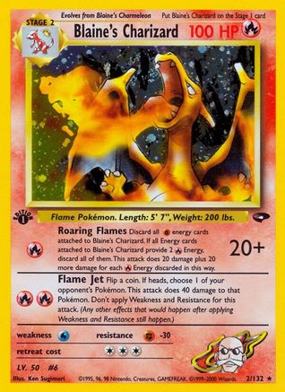 Blaine's Charizard (/132) 1st Edition Holofoil [Vintage: Gym Challenge] Pokemon Single Pokémon