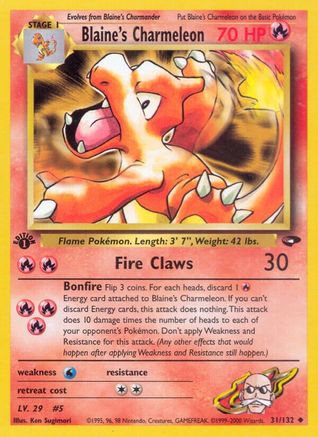 Blaine's Charmeleon (31/132) 1st Edition [Vintage: Gym Challenge] Pokemon Single Pokémon