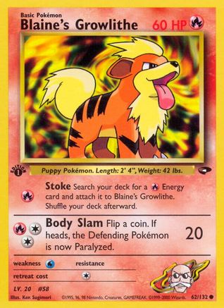 Blaine's Growlithe (62/132) 1st Edition [Vintage: Gym Challenge] Pokemon Single Pokémon