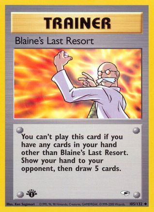 Blaine's Last Resort (105/132) 1st Edition [Vintage: Gym Heroes] Pokemon Single Pokémon
