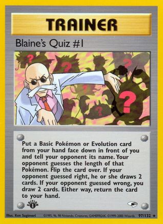 Blaine's Quiz #1 (97/132) 1st Edition [Vintage: Gym Heroes] Pokemon Single Pokémon