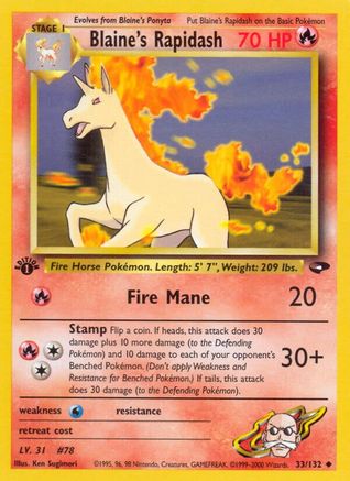 Blaine's Rapidash (33/132) 1st Edition [Vintage: Gym Challenge] Pokemon Single Pokémon