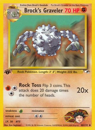 Brock's Graveler (40/132) 1st Edition [Vintage: Gym Heroes] Pokemon Single Pokémon