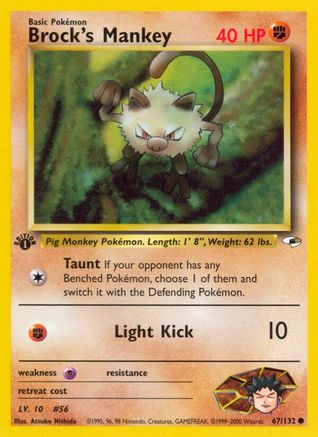Brock's Mankey (67/132) 1st Edition [Vintage: Gym Heroes] Pokemon Single Pokémon